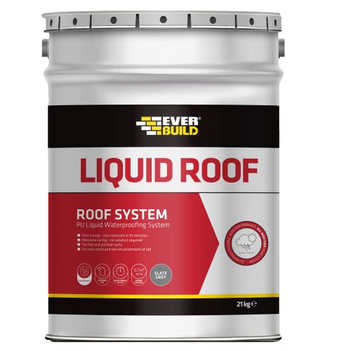 Everbuild Liquid Roof | All Weather Roofing System Ideal for Concrete, Mortar and Metals - Slate Grey - 21 kg