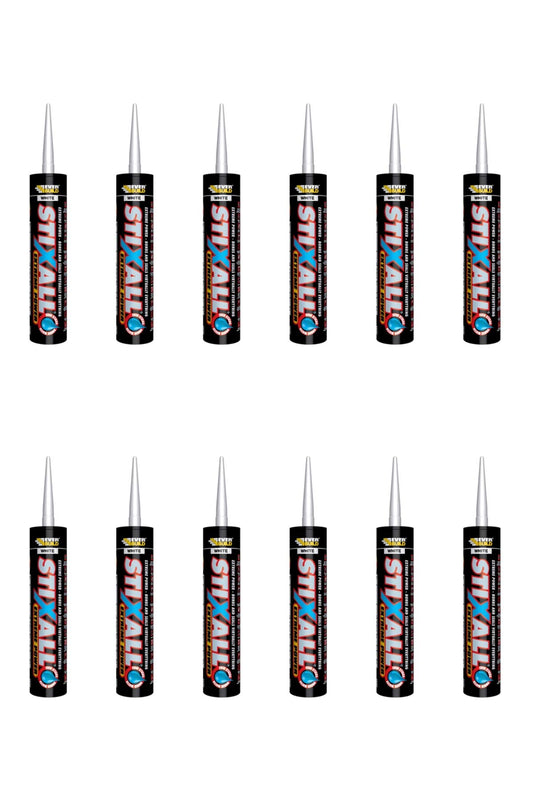 12 x Clear Everbuild Stixall MS Polymer Grab Sealant Adhesive - 290ml by Everbuild