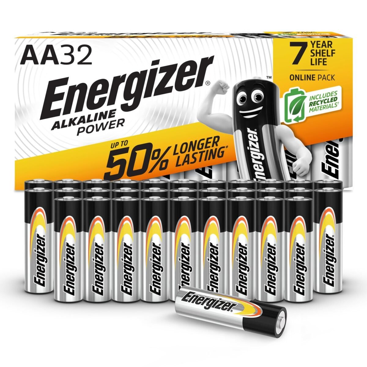 Energizer AA Batteries, Alkaline Power, 32 Pack, Double A Battery Pack - Amazon Exclusive (Packaging may vary) - Image 1