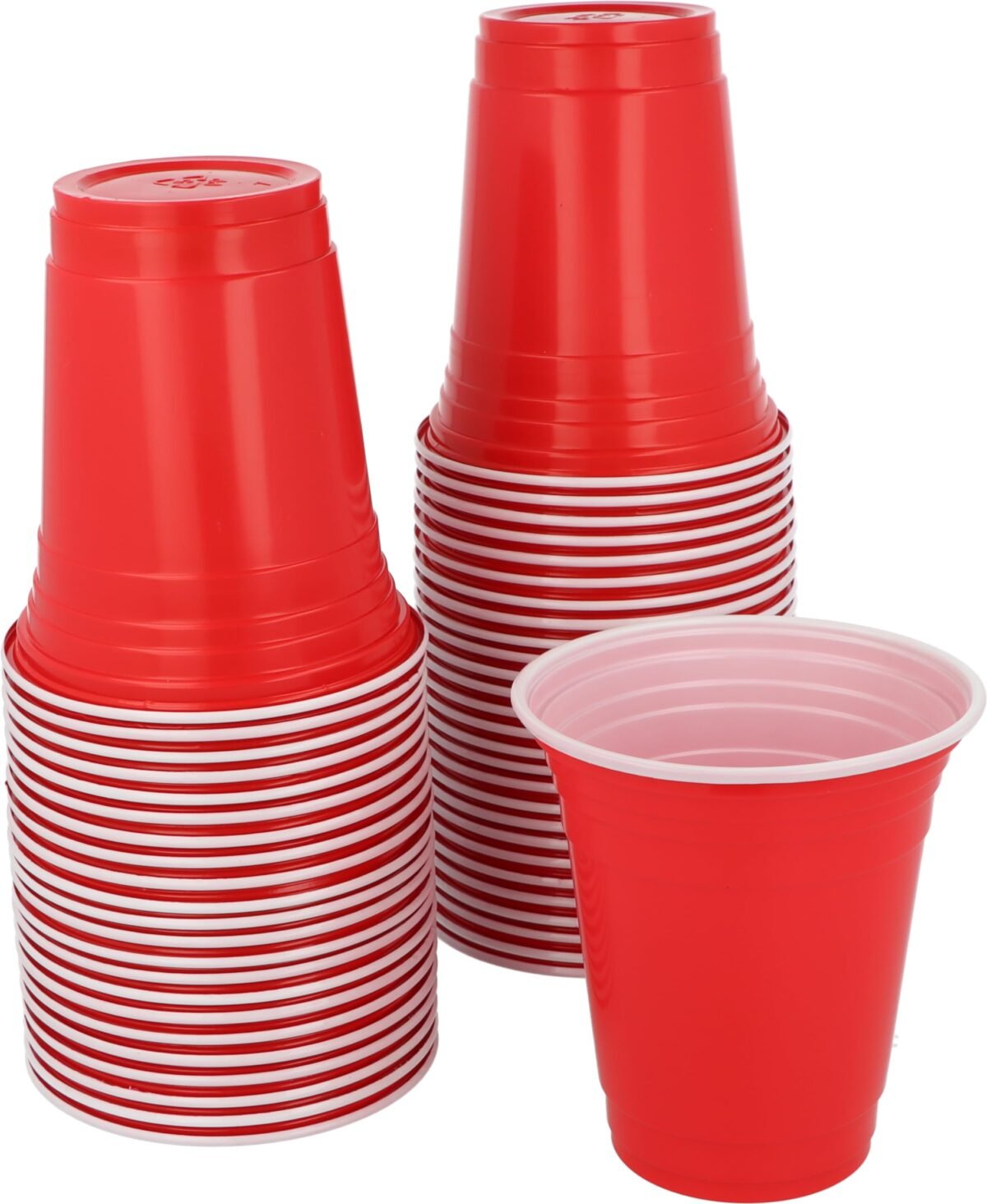 HENBRANDT 50 Red Plastic Cups 12oz Versatile Red Cups American Style Frat Party Cups Juice Pong for Birthday Parties Hen Party Stag Do Student Night Summer Fun Games Reusable Partyware - Image 1