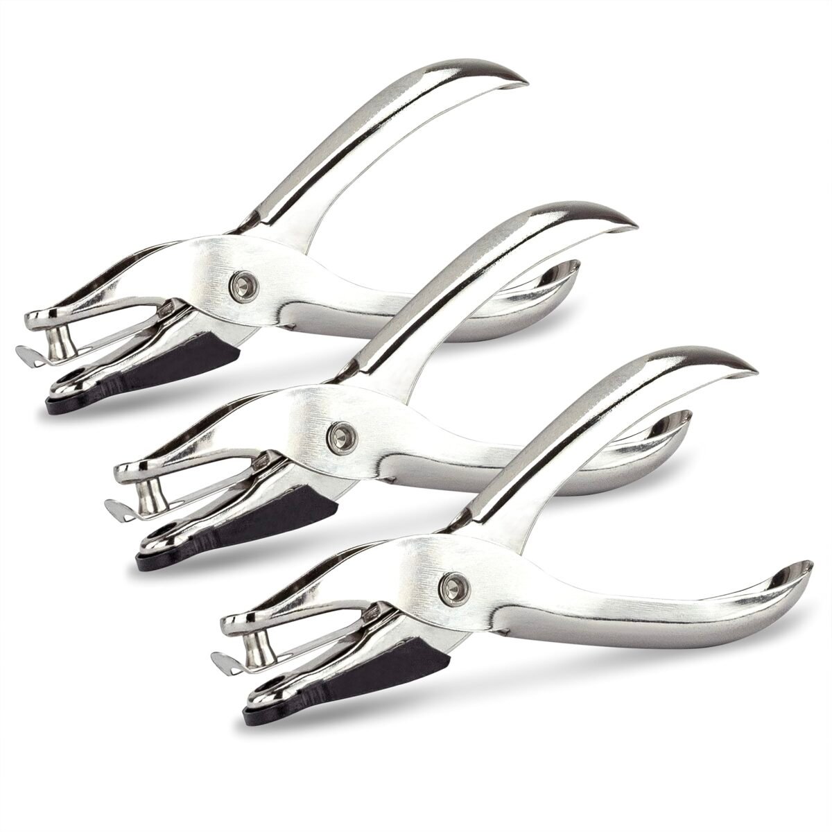 Rapesco 1739 Business Pack: 3 x Single Hole Punch Model 25, 10 Sheet Capacity, Silver - Image 1
